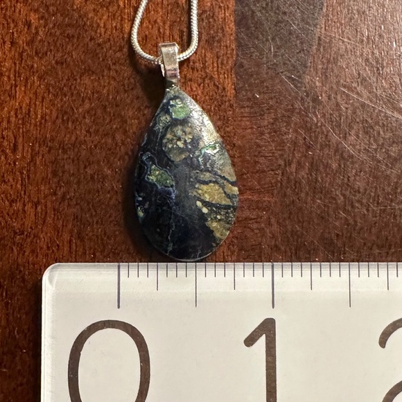 Azurite pendant with sterling silver chain - Picture 3 of 7